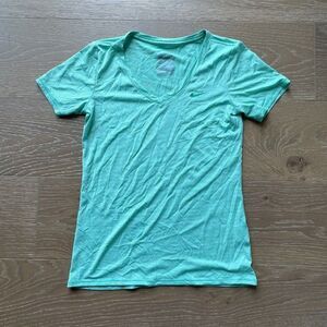 Nike Top Womens Small Green Crew Neck Striped Short Sleeve Dri-Fit